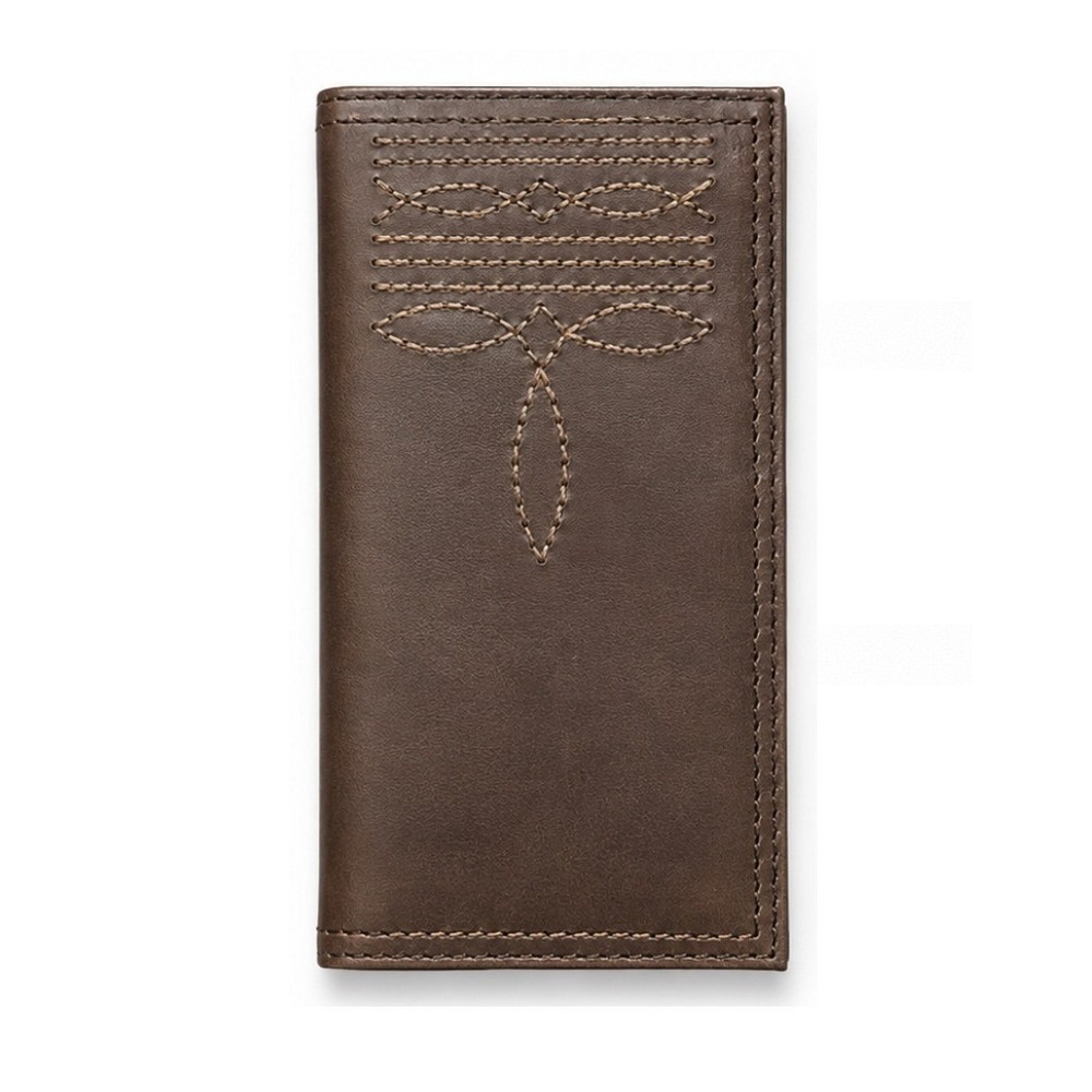 New Justin Jr Rodeo Wallet Brown Genuine Leather RFID Western Boot Stitch Detail
